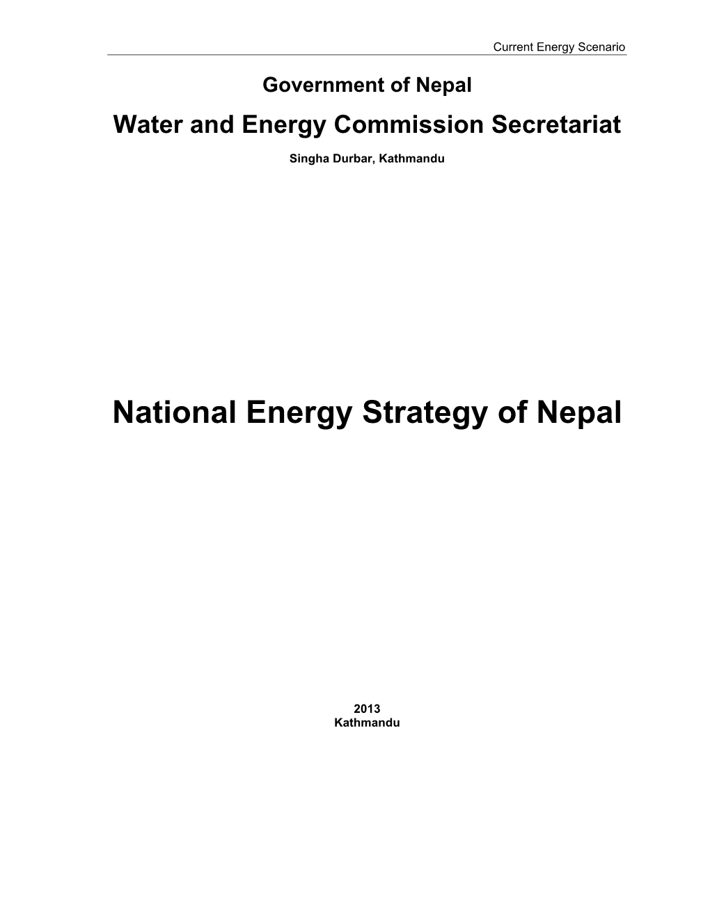 National Energy Strategy of Nepal 2013