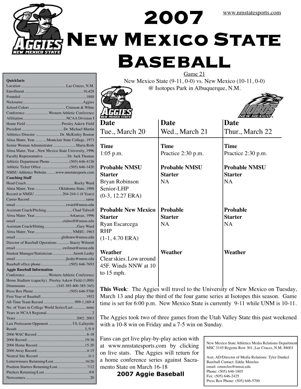 2007 New Mexico State Baseball