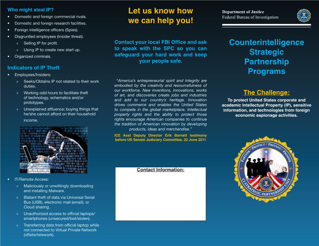 Counterintelligence Strategic Partnership Programs Let Us Know