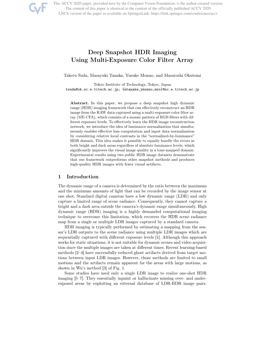 Deep Snapshot HDR Imaging Using Multi-Exposure Color Filter Array