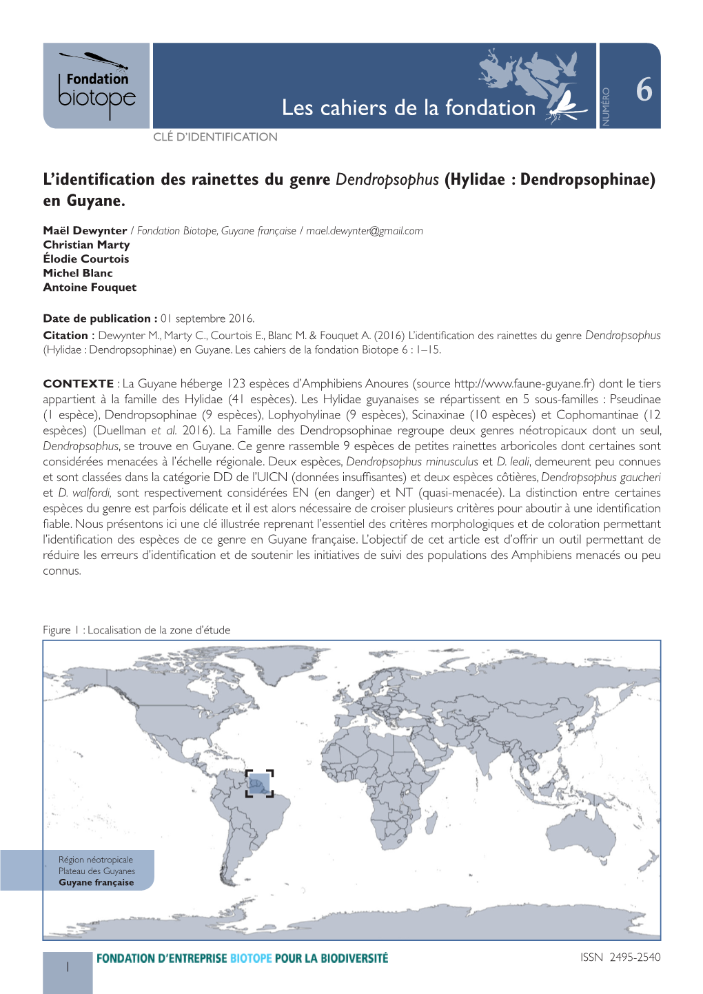 Les Cahiers De La Fondation 6 NUMÉRO CLÉ D’IDENTIFICATION