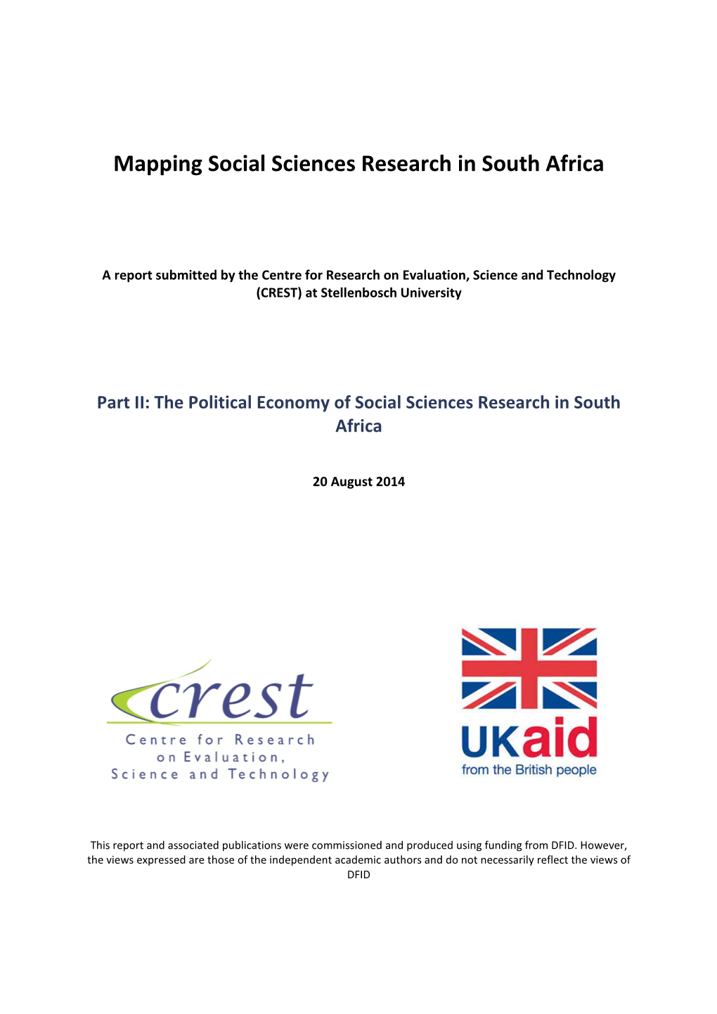 Mapping Social Sciences Research in South Africa