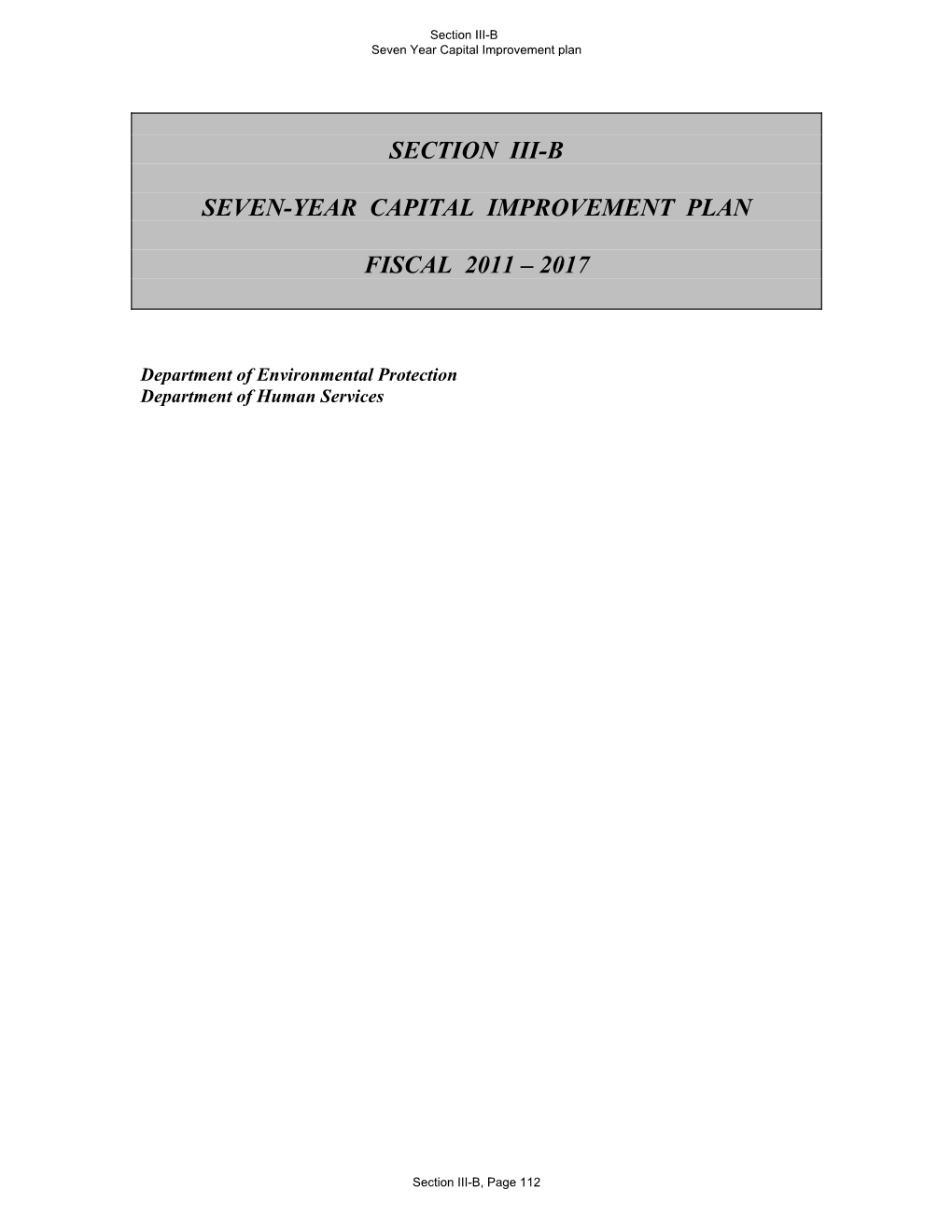 Section Iii-B Seven-Year Capital Improvement Plan