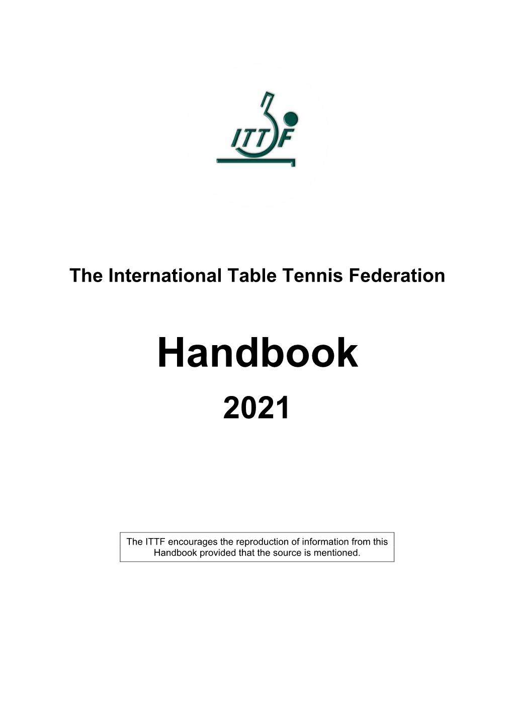 International Table Tennis Federation (ITTF) Handbook 2021