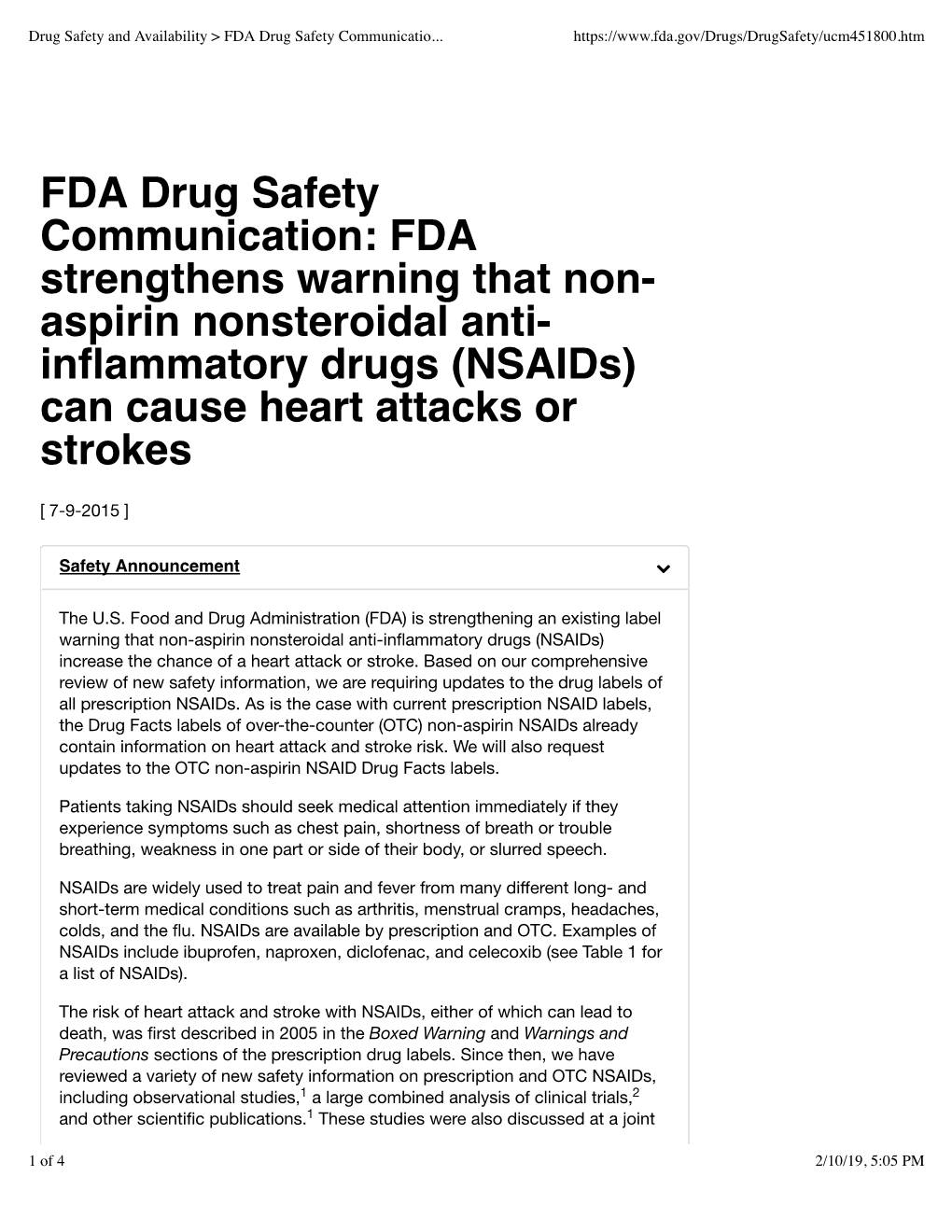 FDA Strengthens Warning That Non-Aspirin