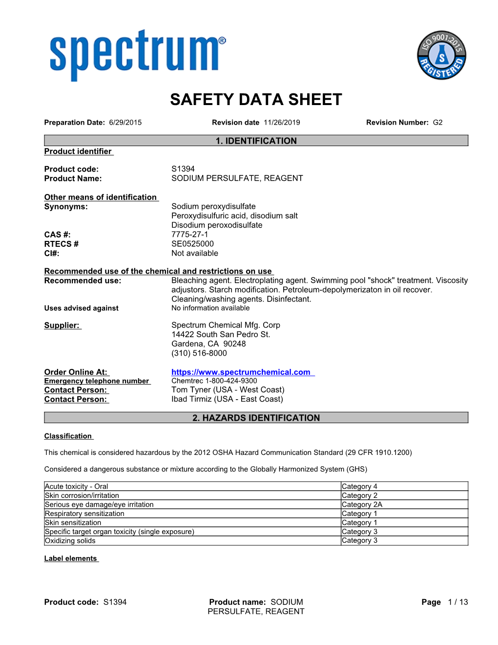 Safety Data Sheet