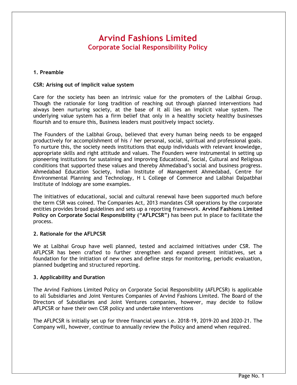 CSR Policy and Undertake Interventions