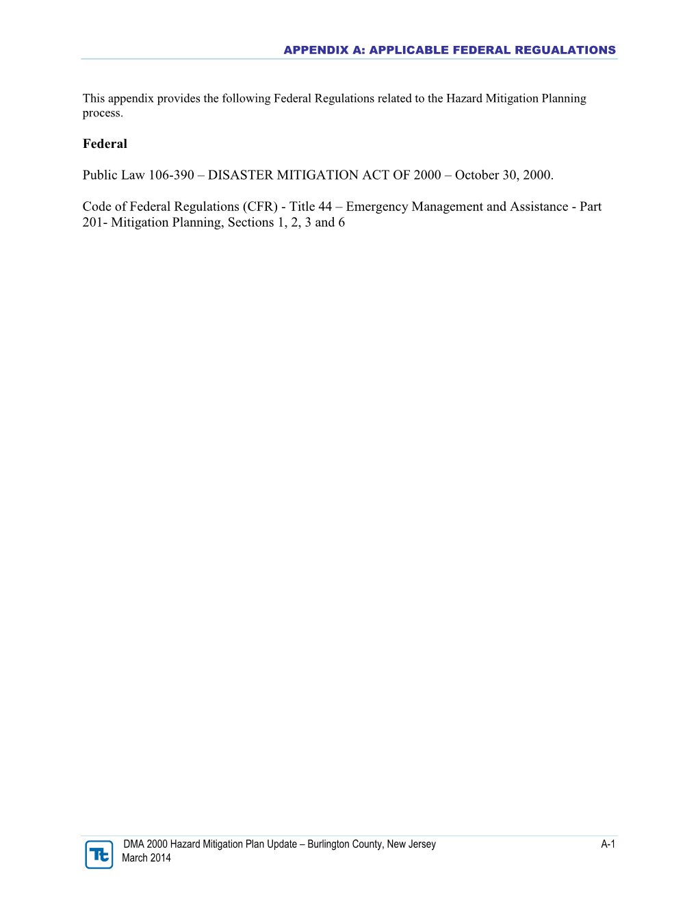 DISASTER MITIGATION ACT of 2000 – October 30, 2000