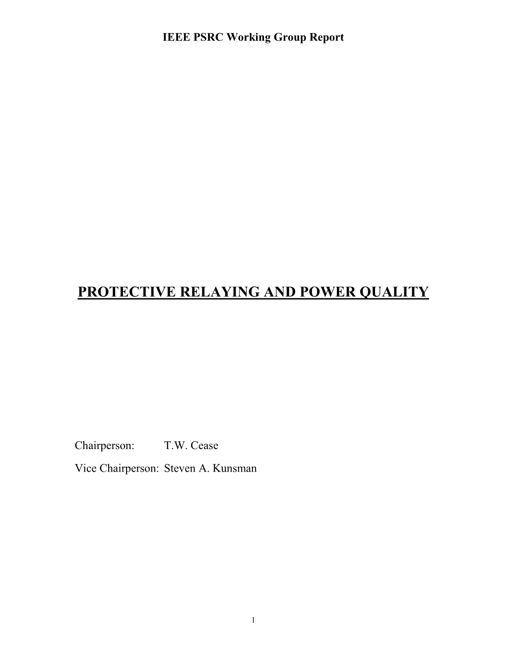 Protective Relaying and Power Quality