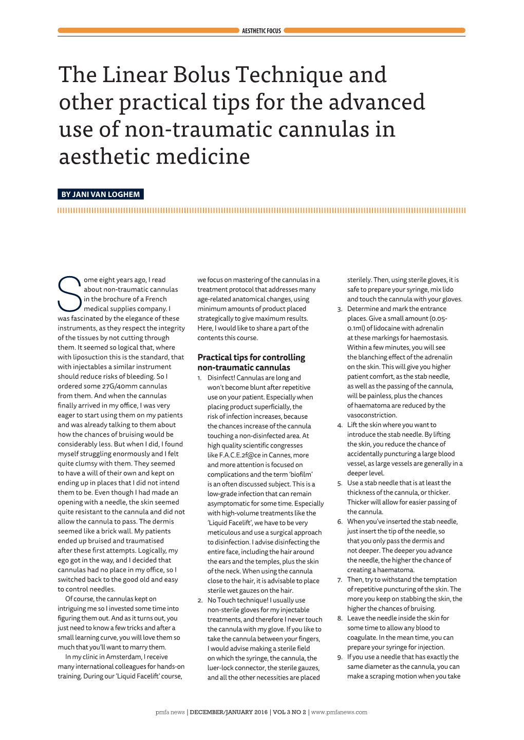 The Linear Bolus Technique and Other Practical Tips for the Advanced Use of Non-Traumatic Cannulas in Aesthetic Medicine