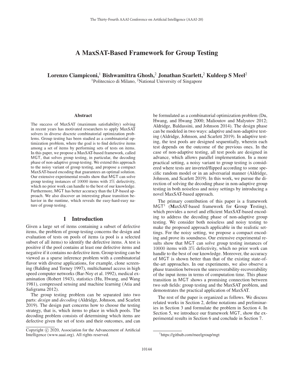 A Maxsat-Based Framework for Group Testing
