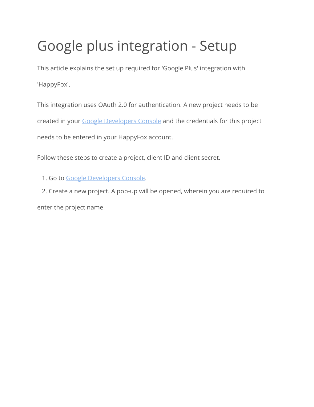 Google Plus Integration - Setup