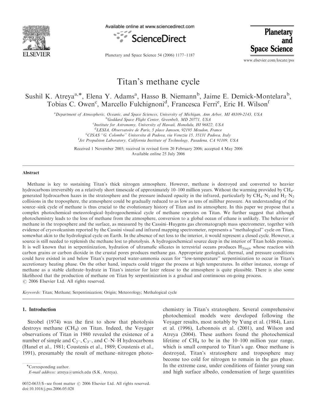 Titan's Methane Cycle