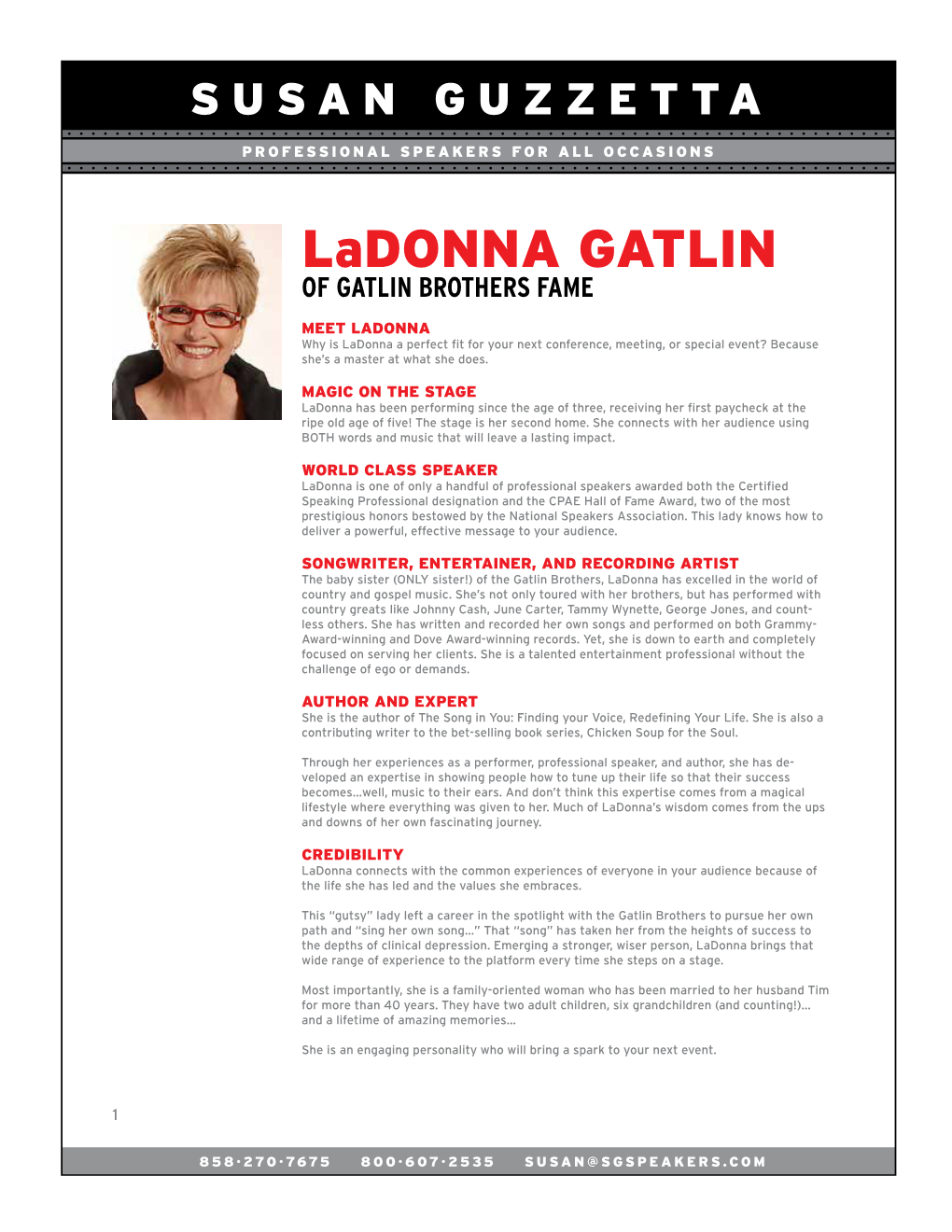 Ladonna GATLIN of GATLIN BROTHERS FAME