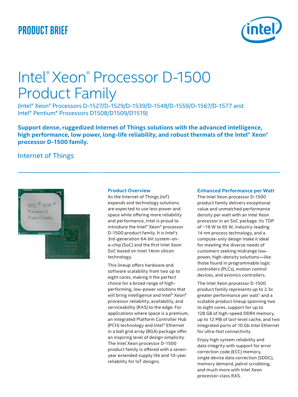 Intel® Xeon® Processor D-1500 Product Family