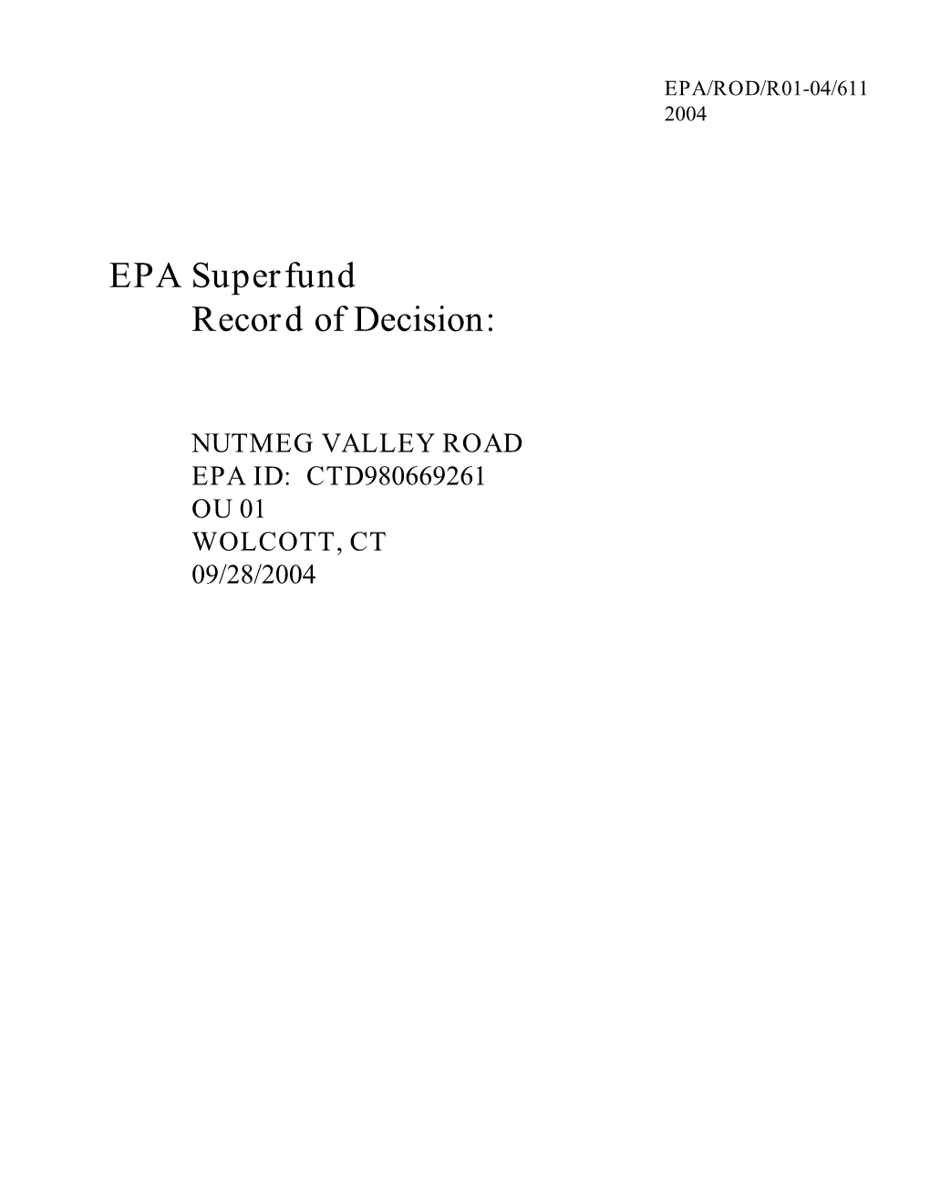 Record of Decision (Rods)