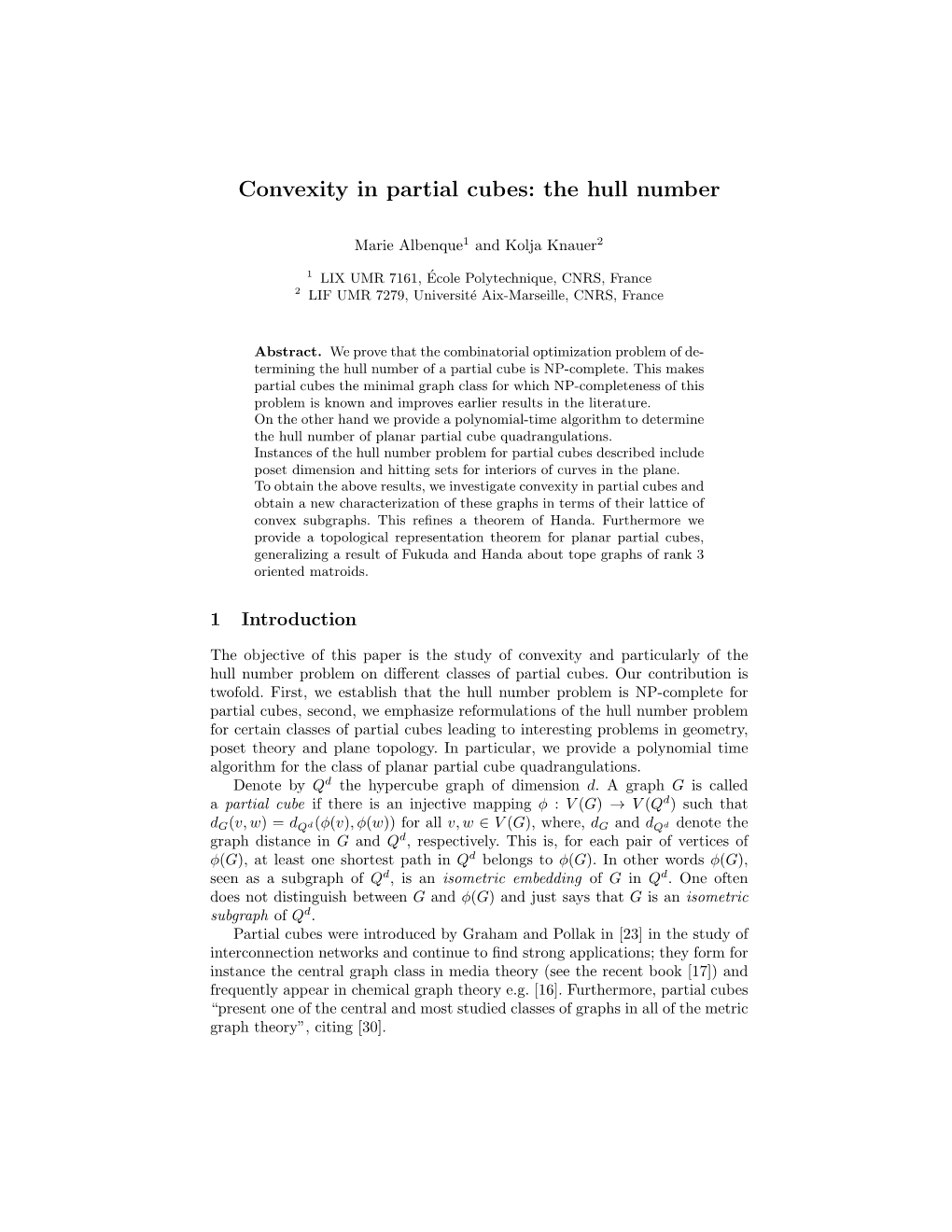 Convexity in Partial Cubes: the Hull Number