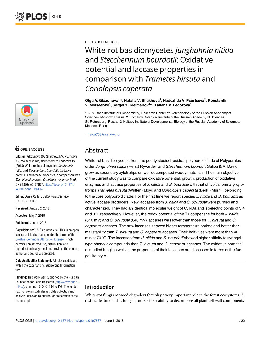 White-Rot Basidiomycetes Junghuhnia Nitida and Steccherinum Bourdotii