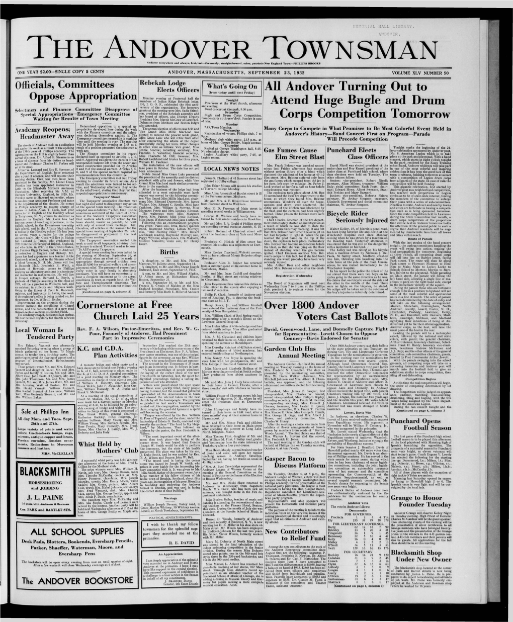 The Andover Townsman Friday, September 28, 1932