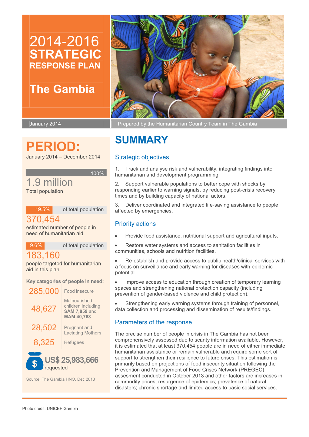 STRATEGIC RESPONSE PLAN the Gambia