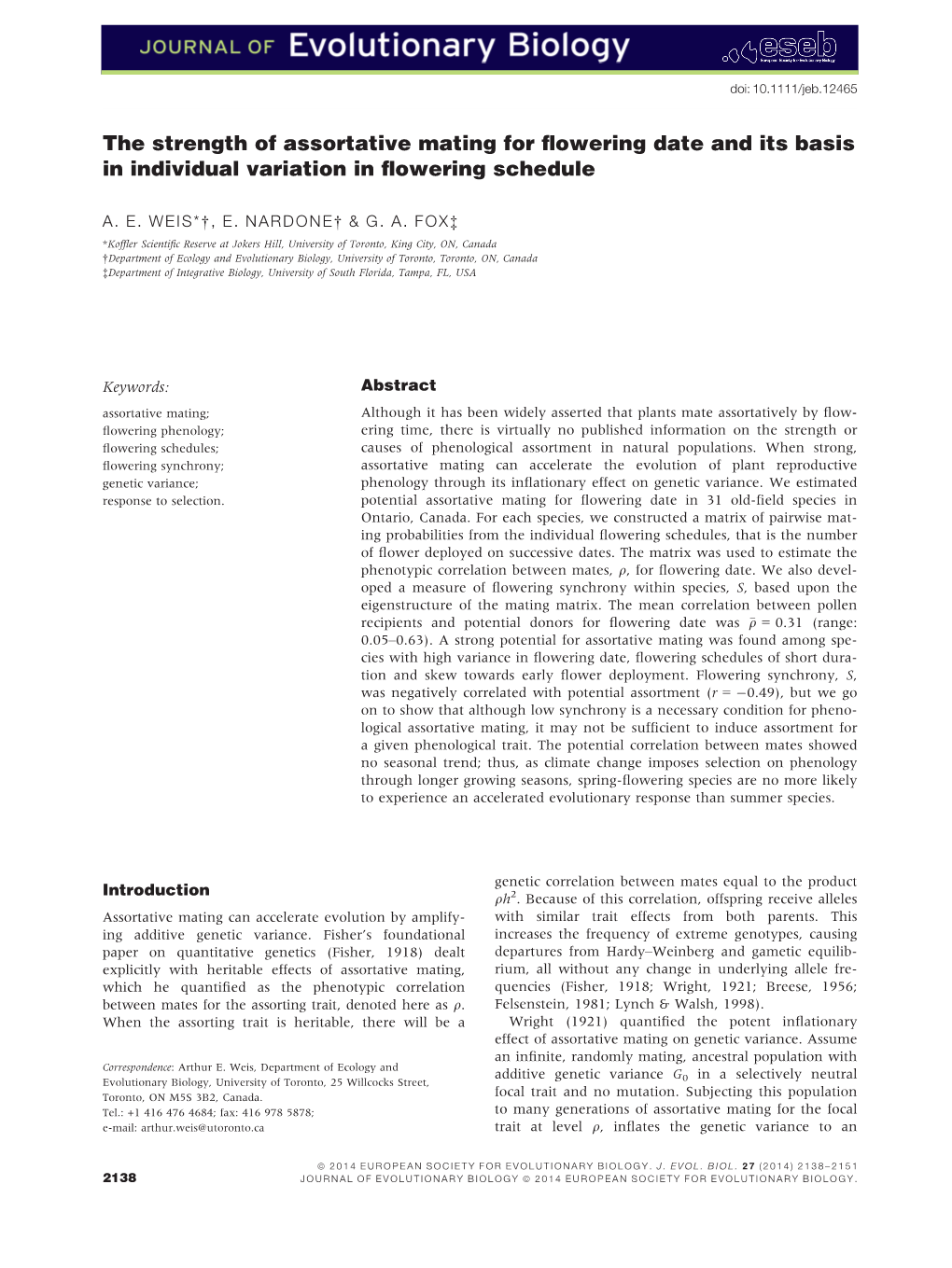 The Strength of Assortative Mating for Flowering Date and Its Basis in Individual Variation in Flowering Schedule