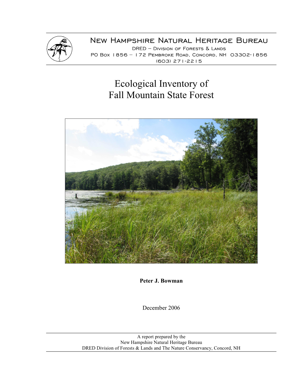 Ecological Inventory of Fall Mountain State Forest