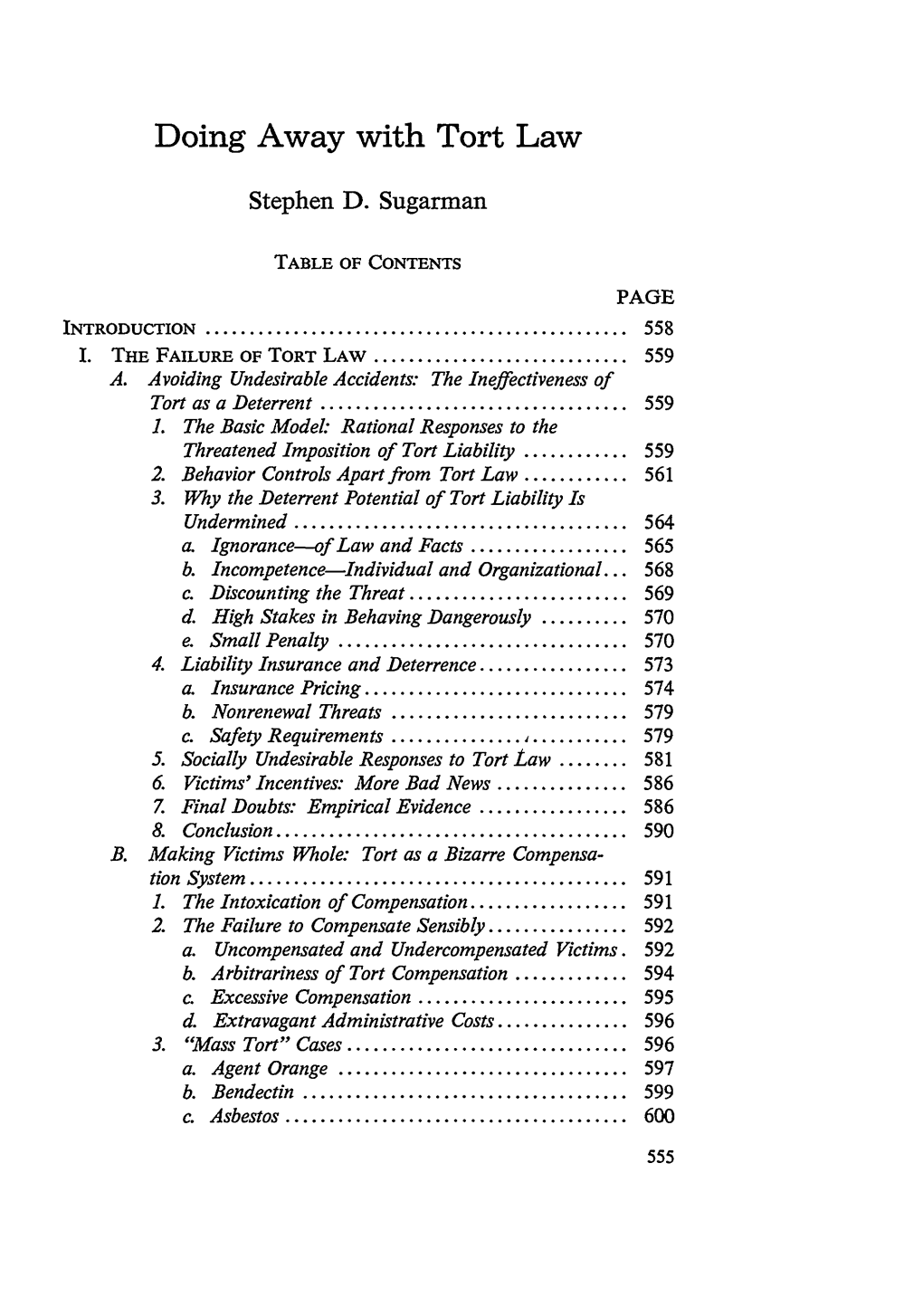 Doing Away with Tort Law