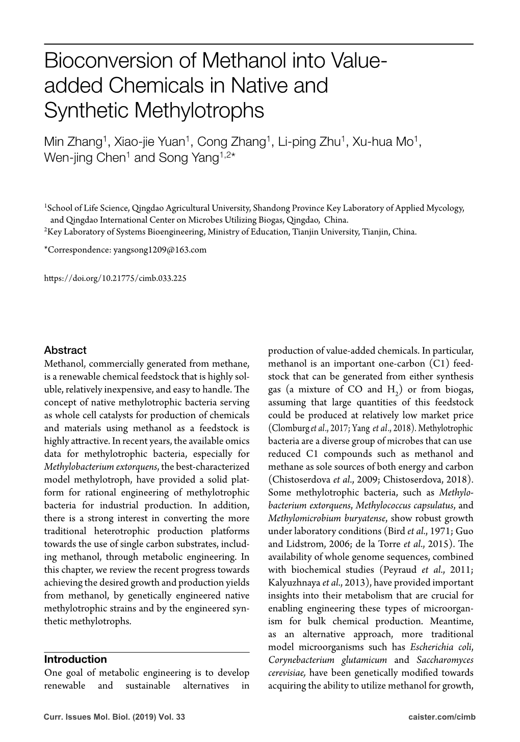 Bioconversion of Methanol Into Value- Added Chemicals in Native and Synthetic Methylotrophs