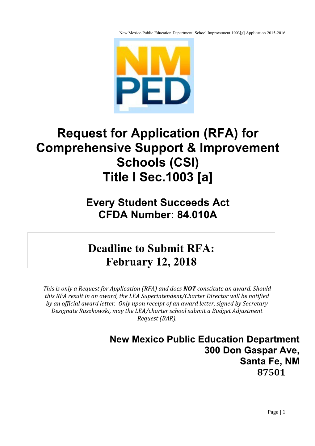 RFP# TA-11: 1003(G) School Improvement Grant (SIG)