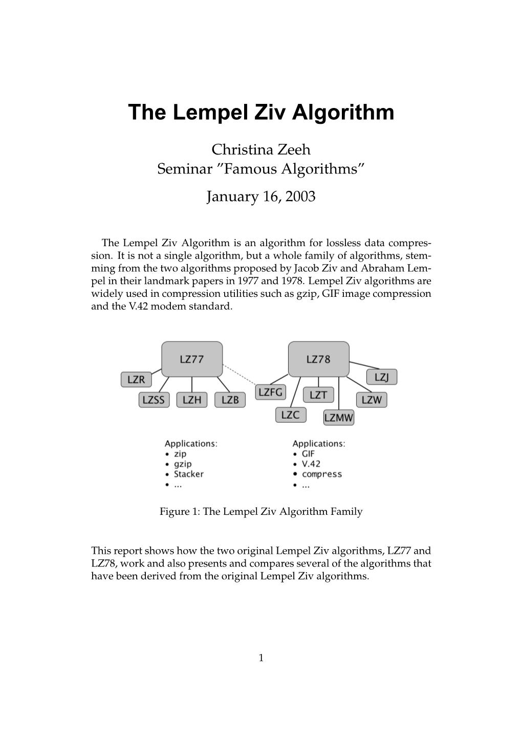 The Lempel Ziv Algorithm