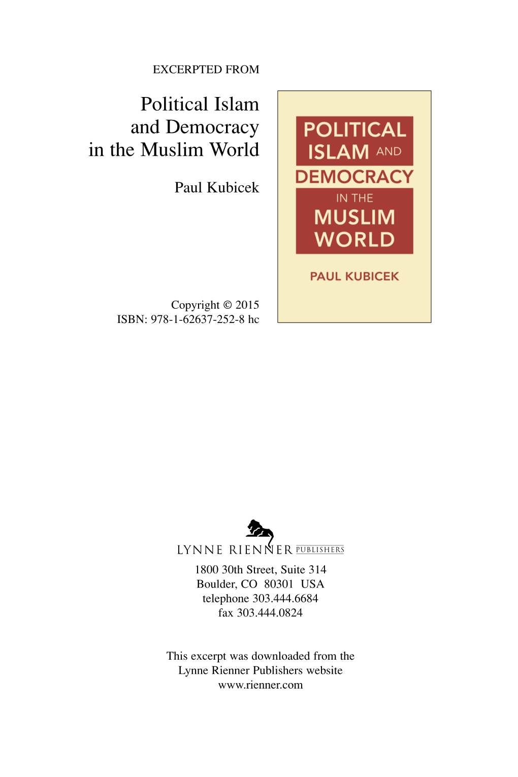 Political Islam and Democracy in the Muslim World