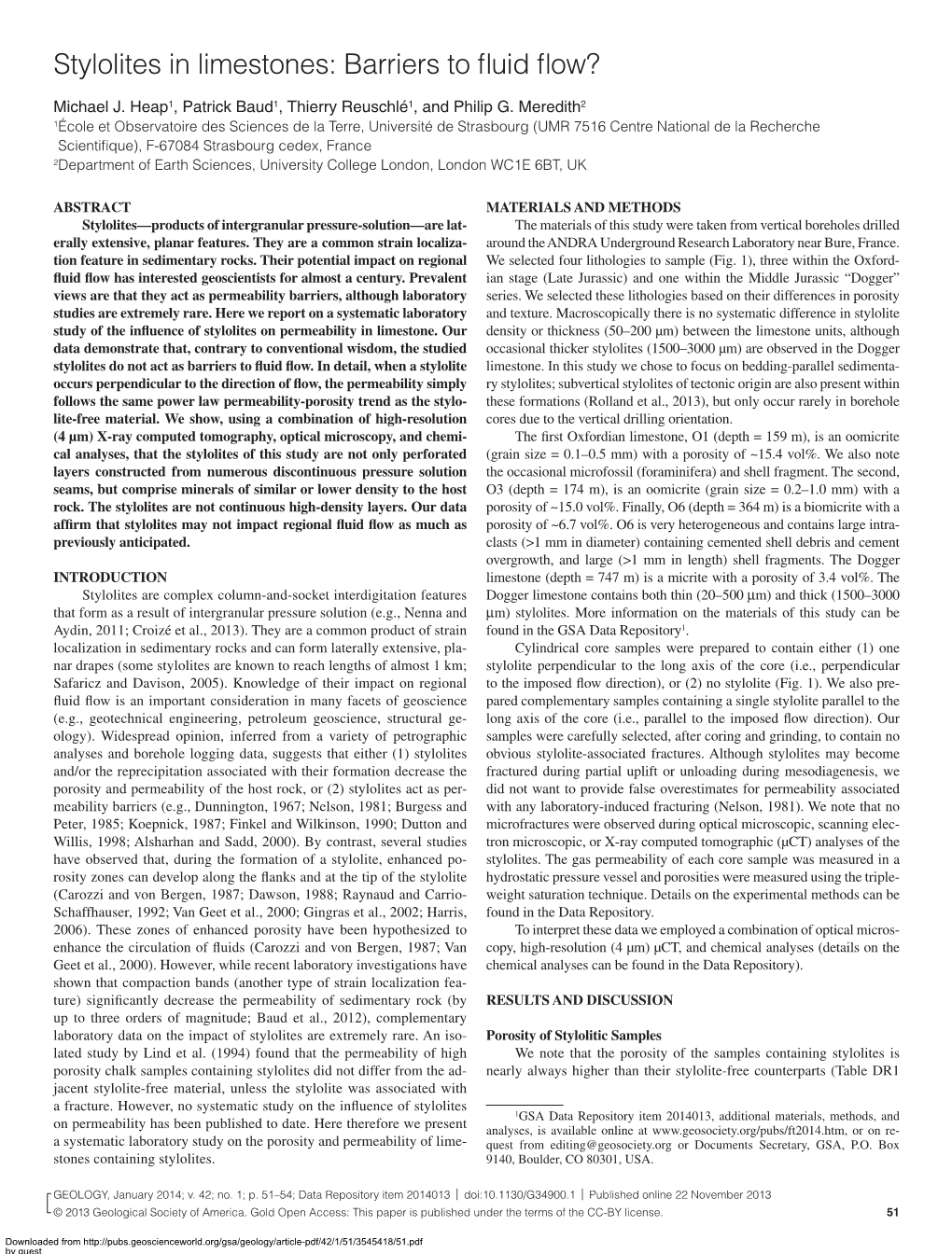 Stylolites in Limestones: Barriers to Fluid Flow?