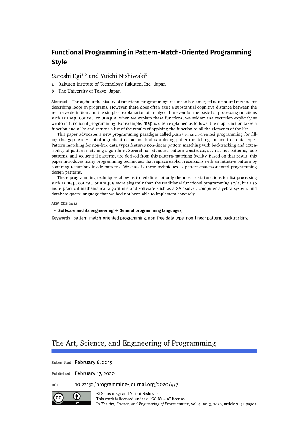 Functional Programming in Pattern-Match-Oriented Programming Style