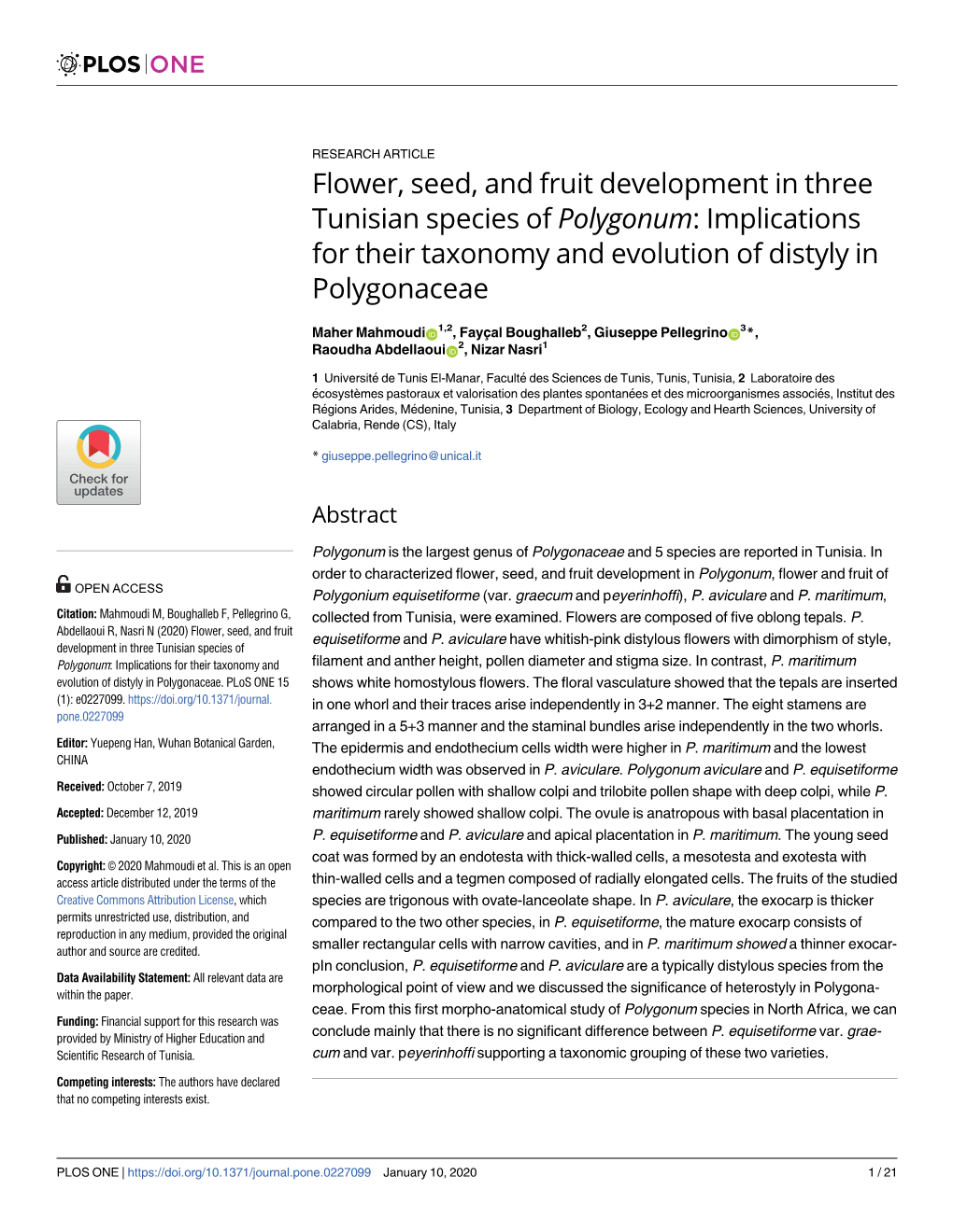 Polygonum: Implications for Their Taxonomy and Evolution of Distyly in Polygonaceae