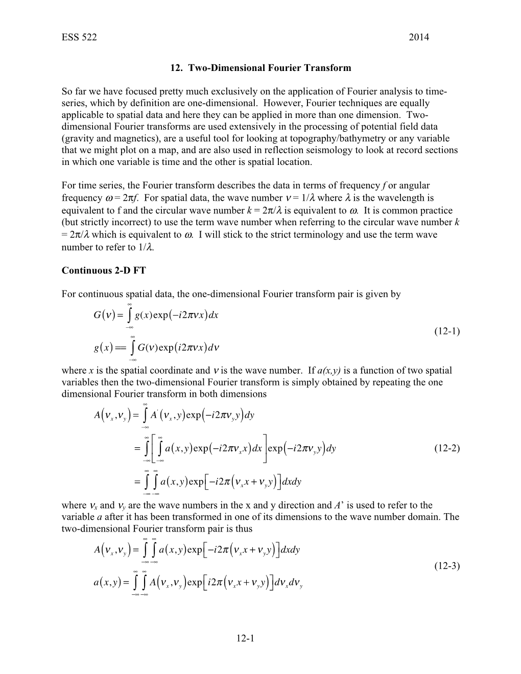 Two-Dimensional Fourier Transforms