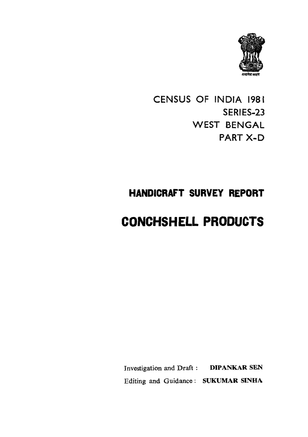 Handicraft Survey Report Conchshell Products , Part X D, Series-23, West