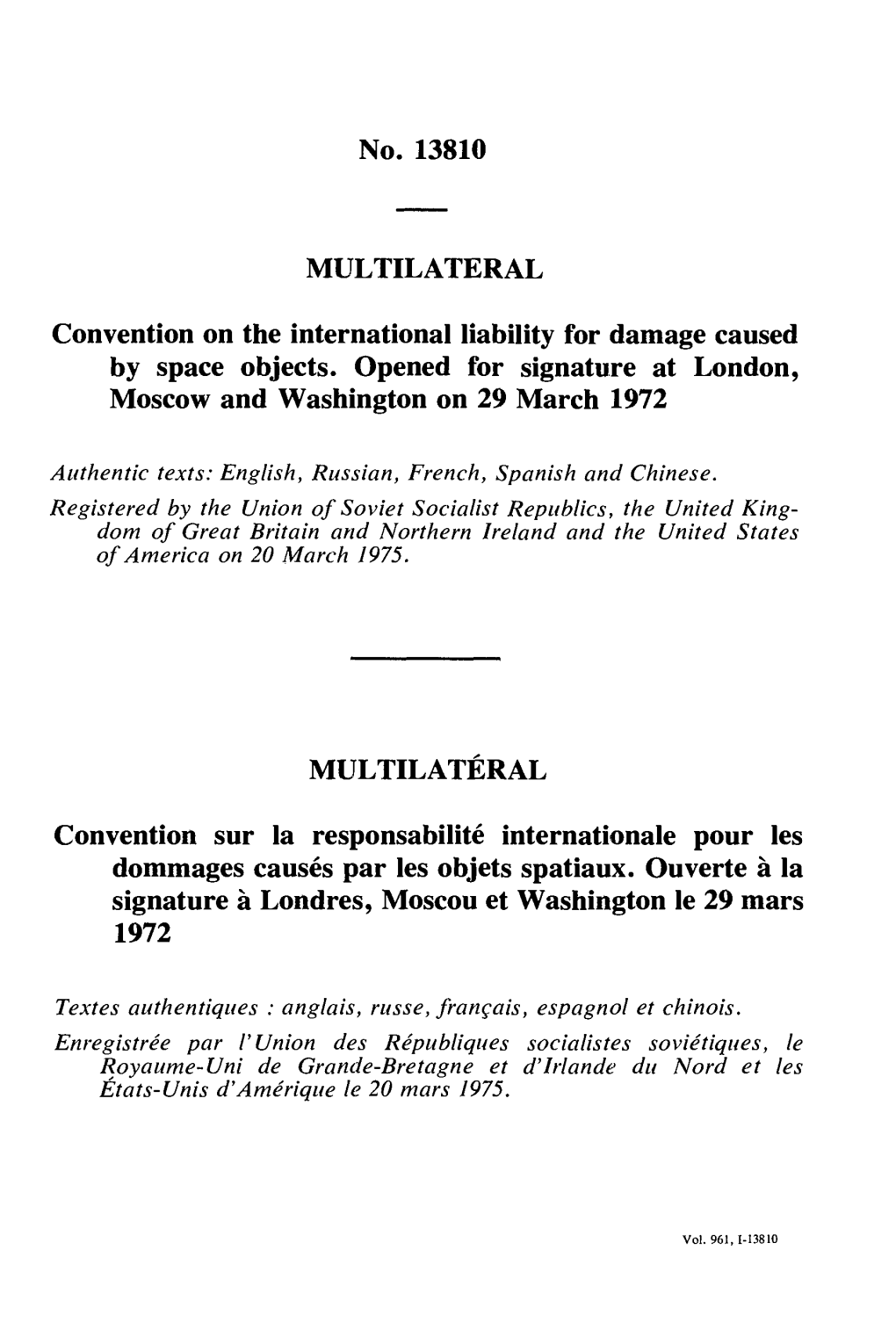 Convention on the International Liability for Damage Caused by Space Objects