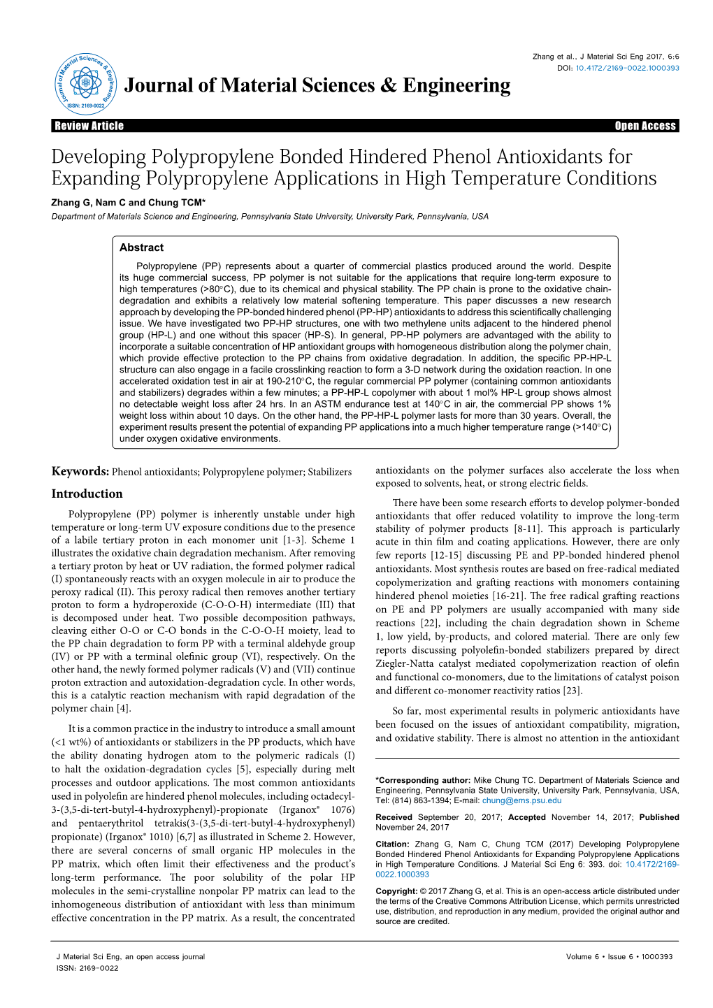 Developing Polypropylene Bonded Hindered Phenol Antioxidants for Expanding Polypropylene Applications in High Temperature Conditions