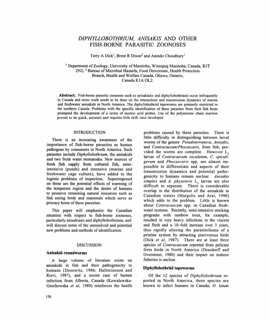 Diphyllobothrium, Anisakis and Other Fish-Borne Parasitic Zoonoses