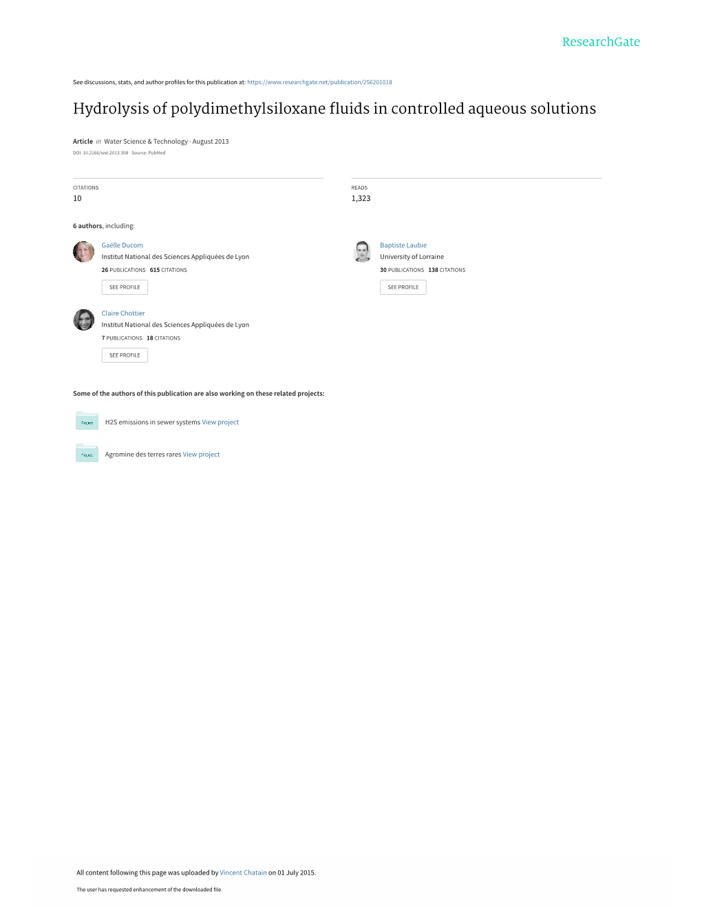 Hydrolysis of Polydimethylsiloxane Fluids in Controlled Aqueous Solutions