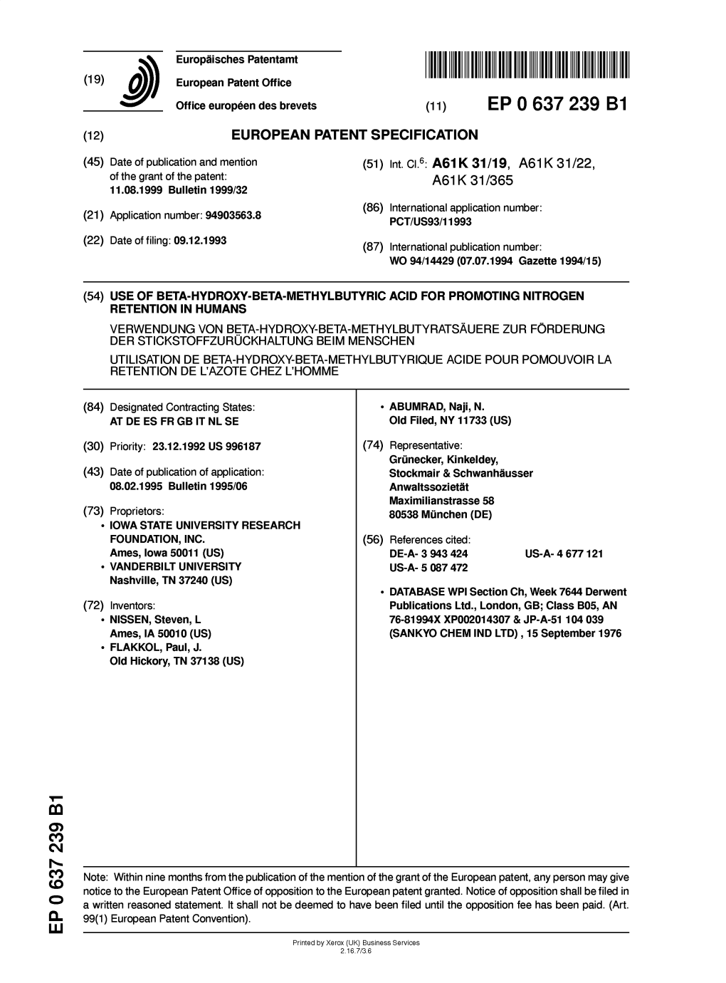 Use of Beta-Hydroxy-Beta