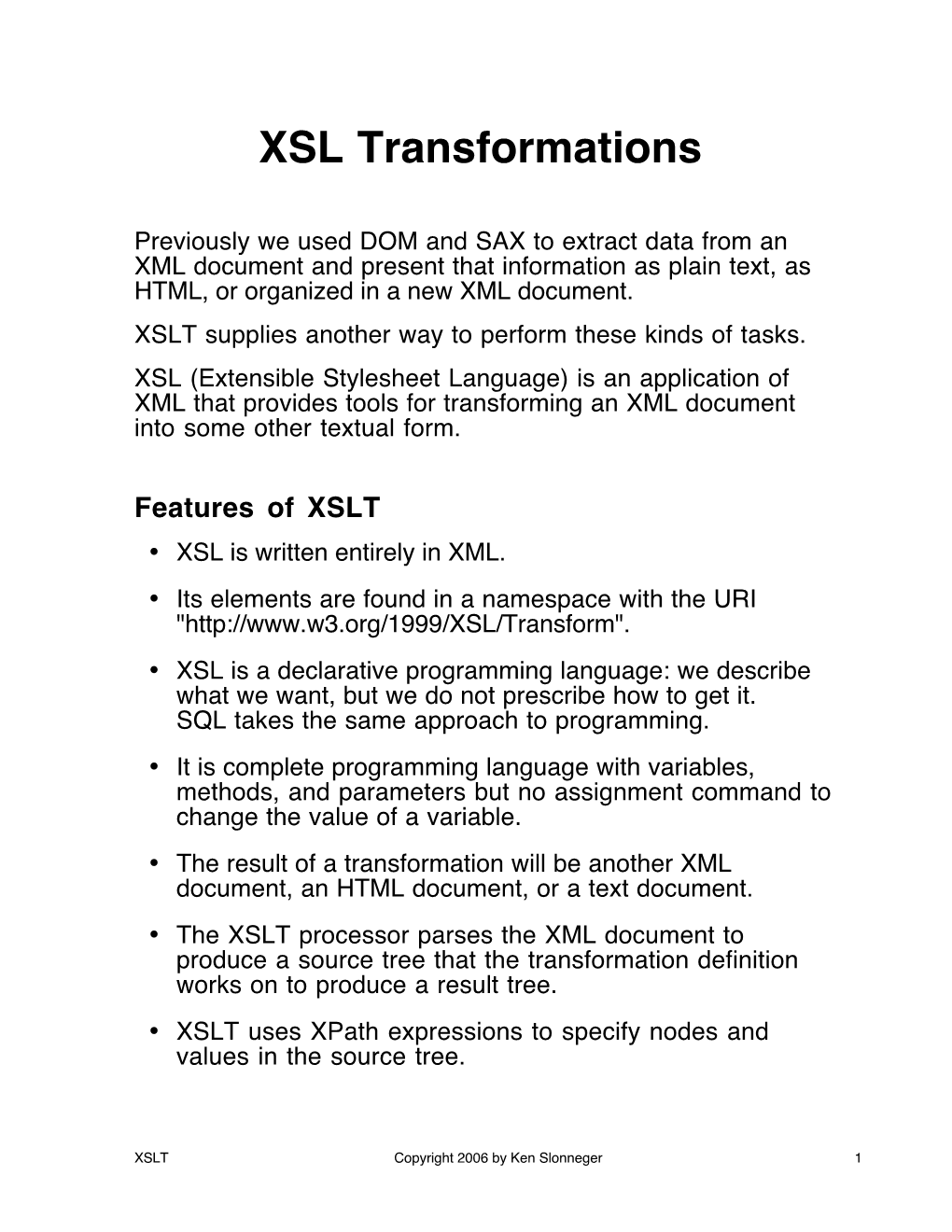 XSL Transformations