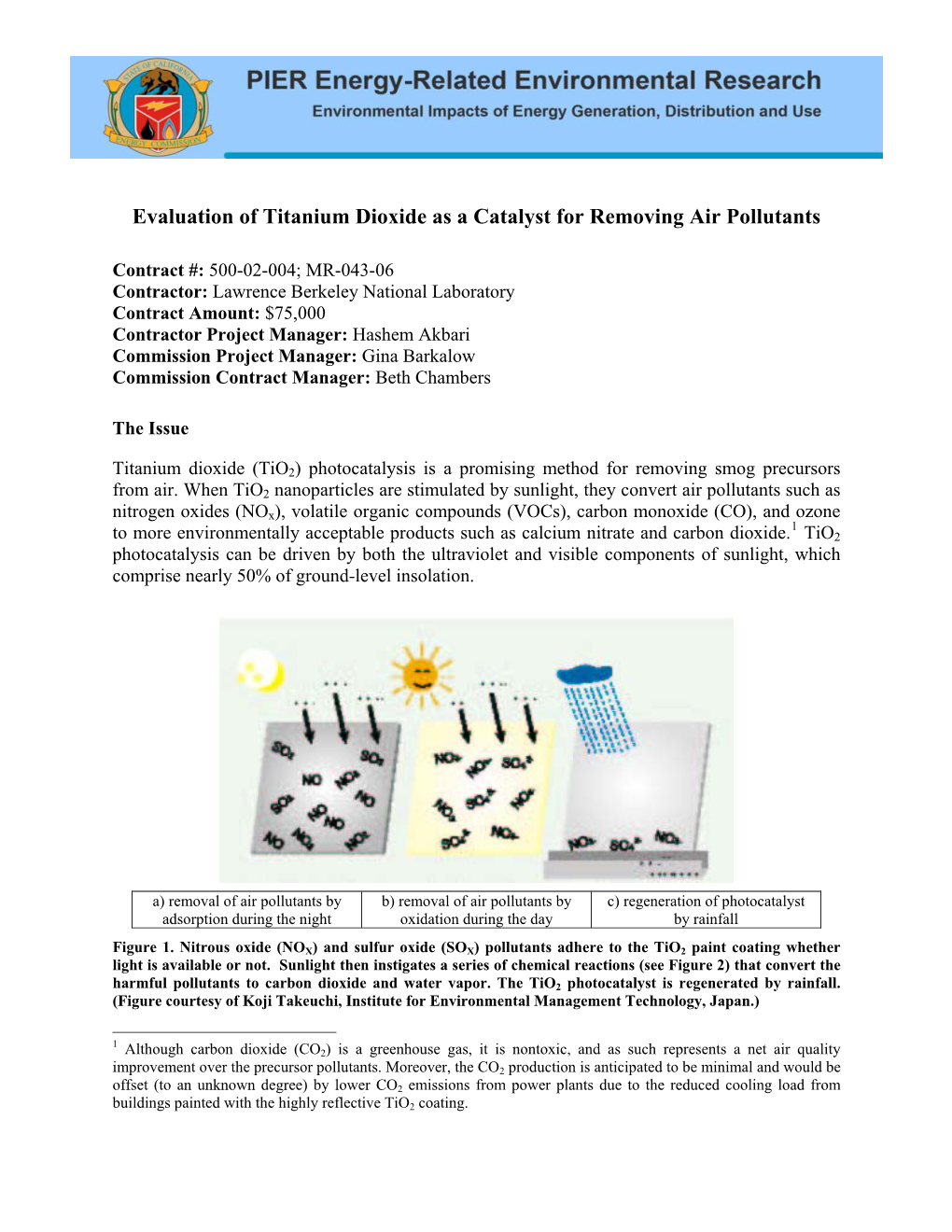 Evaluation of Titanium Dioxide As a Catalyst for Removing Air Pollutants