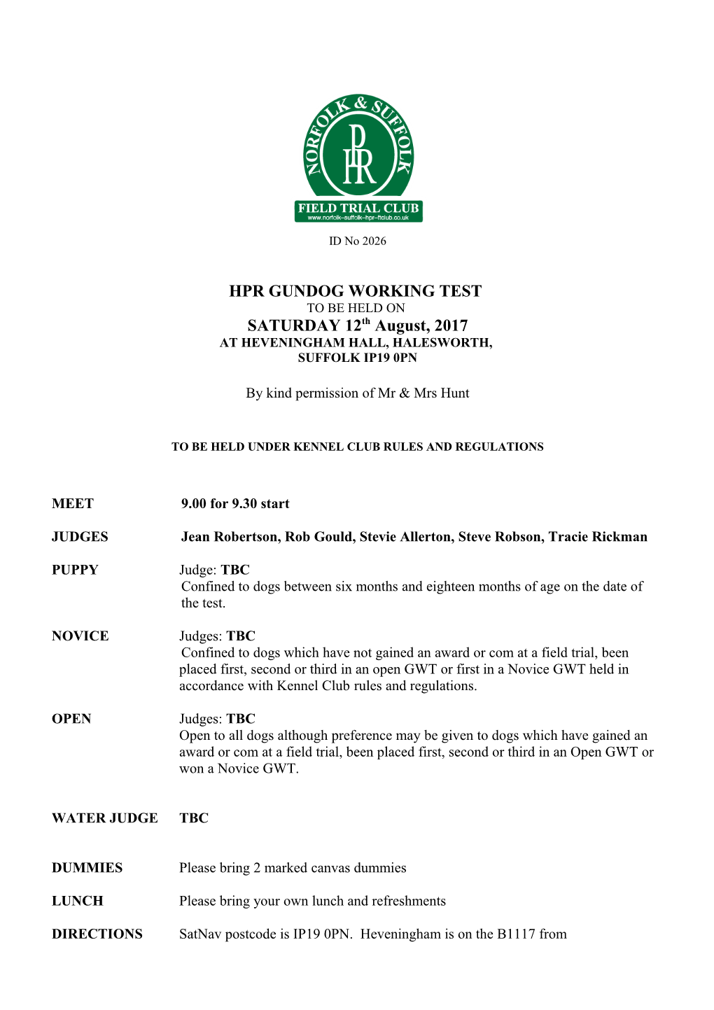 Norfolk & Suffolk Hpr Field Trial Club