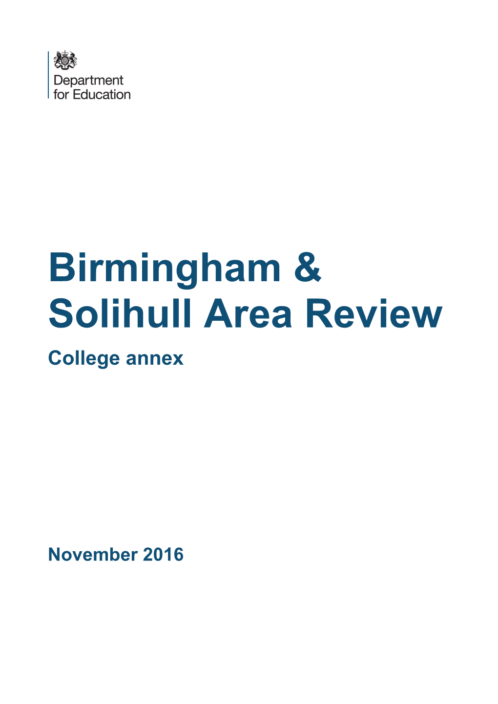 Birmingham & Solihull Area Review: College Annex