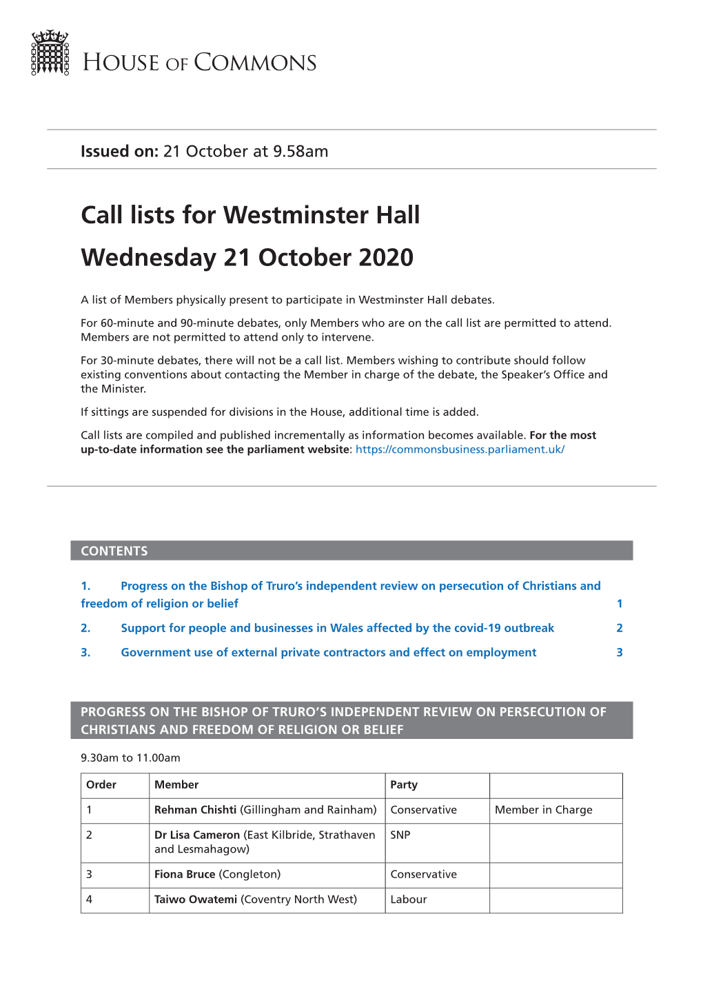 View Call Lists: Westminster Hall PDF File 0.05 MB