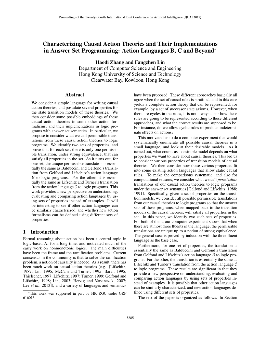 Characterizing Causal Action Theories and Their Implementations in Answer Set Programming: Action Languages B, C and Beyond∗