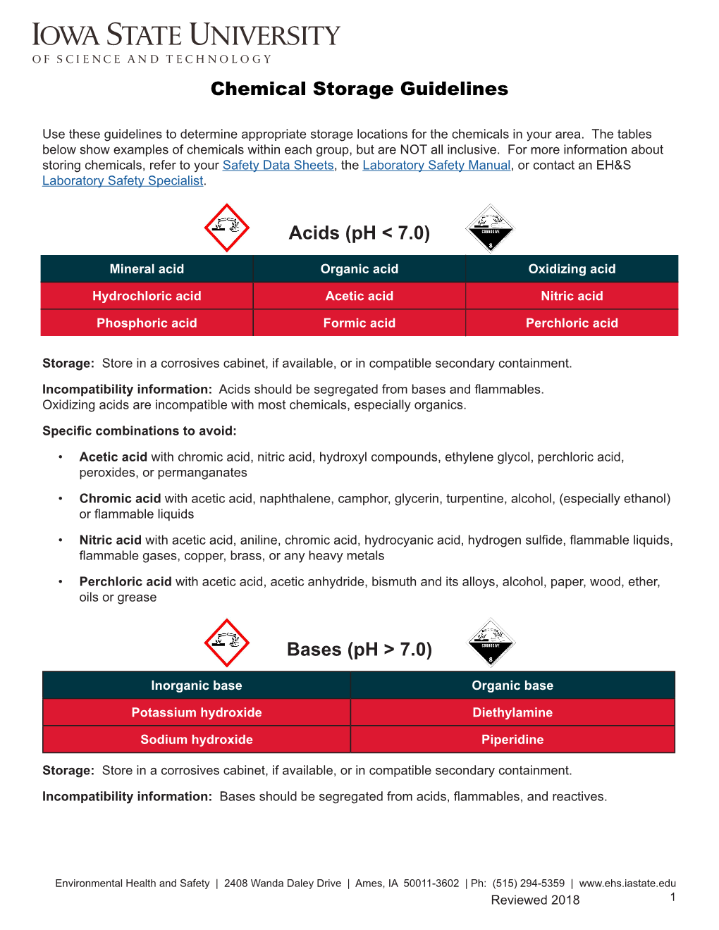 Chemical Storage Guidelines