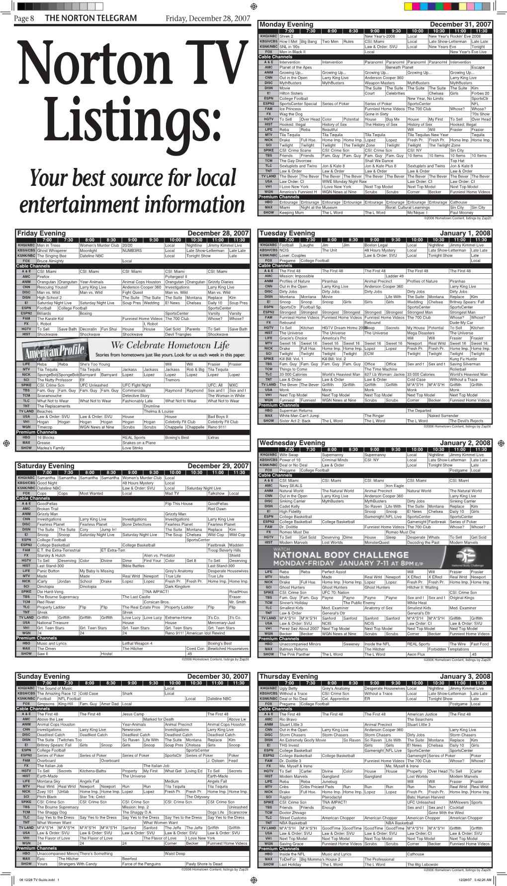 08 12/28 TV Guide.Indd 1 12/28/07 5:42:26 AM