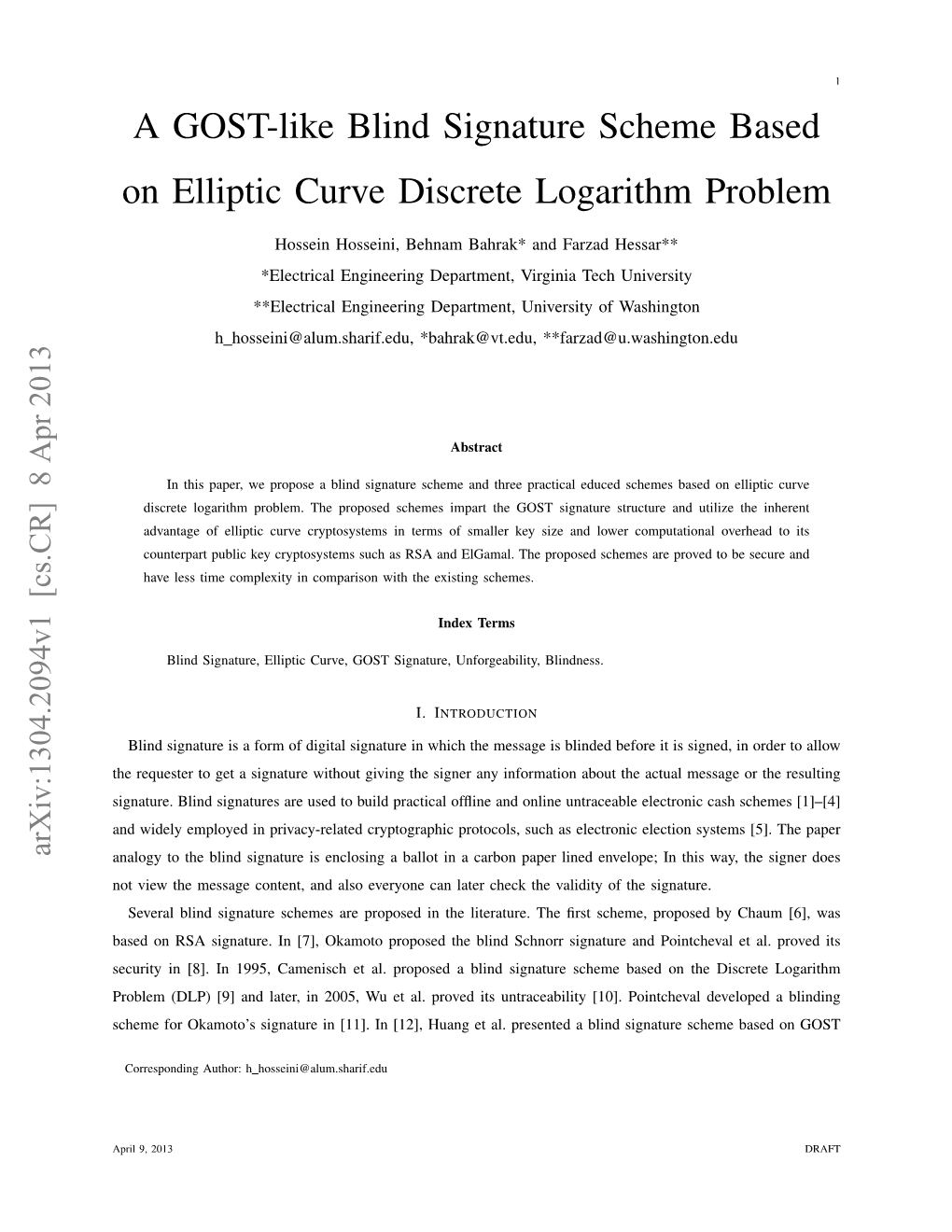 A GOST-Like Blind Signature Scheme Based on Elliptic Curve Discrete Logarithm Problem